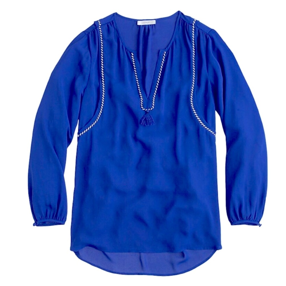 J. Crew - Tassel Trim Top in Royal Blue - Picture 1 of 7